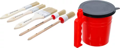 BGS DIY Lapos / gyűrűs ecsetkészlet | festékvödrös | 6 darabos (76500)