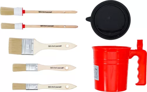 BGS DIY Lapos / gyűrűs ecsetkészlet | festékvödrös | 6 darabos (76500)