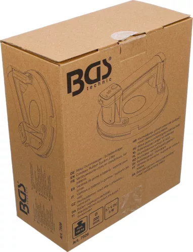 BGS technic Üvegemelő akkus, 150 kg, Ø 200 mm, automatikus vákuumpumpával, 1,3 Ah akkuval, USB töltés (BGS 7926)