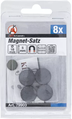 BGS DIY Kerámia mágnes készlet (ferrit mágnes) | Ø 18 mm | 8 darabos (BGS 79903)