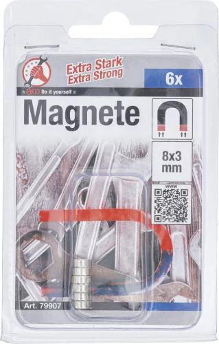 BGS DIY Mágneskészlet | extra erős | Ø 8 mm | 6 darabos (BGS 79907)