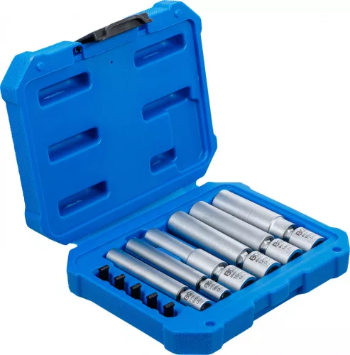 BGS technic Izzó- és gyújtógyertya csuklóbetétkészlete, Belső négyszögletű behajtófej 1/4" / 3/8", 8 - 9 - 10 - 12 - 14 - 16 mm, 11 darabos (80000)