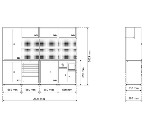 BGS technic Fali egységrendszer | Kombi | Fa | 4 modul (80120)