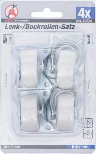BGS DIY 4 részes görgö készlet (2 körbe forgó + 2 fix), 38mm (BGS 80330)