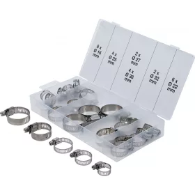   BGS technic Tömlőbilincs készlet, rozsdamentes, Ø 16-38 mm, 26 darabos (BGS 8055-1)