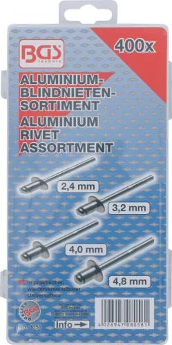 BGS technic 400 részes alumínium szegecs készlet (BGS 8058)
