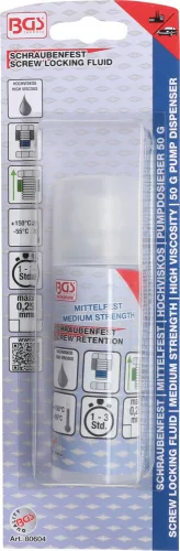 BGS technic Menetrögzítő közepes szilárdságú, nagy viszkozitású, M36-ig, pumpás adagoló, 50 g (BGS 80604)