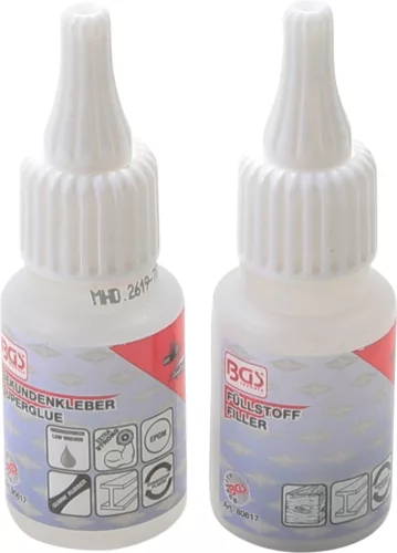 BGS technic Ragasztó készlet | 2 komponensű | ipari ragasztó 20 g / töltőanyag 20 g (BGS 80617)