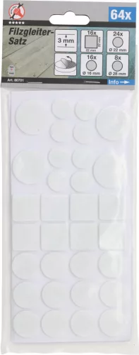 BGS DIY Filc alátét készlet | fehér | 64 darabos (BGS 80701)