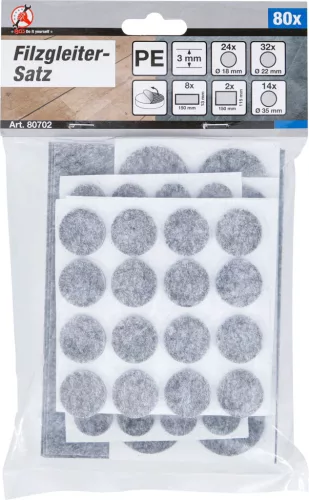 BGS DIY Filc alátét készlet | szürke-melírozott | 80 darabos (80702)