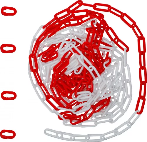 BGS DIY Lánckorlát, piros / fehér, 4 karabiner, műanyag, 7,5 m (80816)