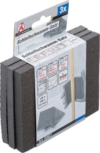 BGS DIY Csiszolószivacs-készlet | K 46, 80, 120 | 3 darabos (80821)