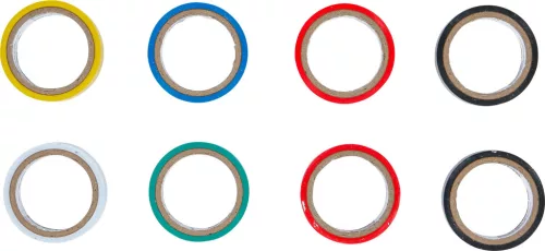 BGS DIY Színes jelölőszalag készlet kábelekhez, 18 mm × 3 m, 8 részes, ragasztószalag (80838)