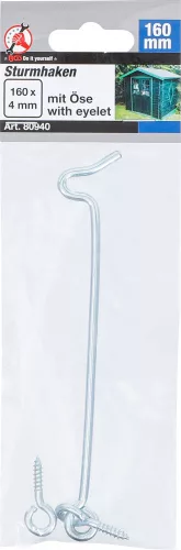 BGS DIY Rögzítő kampó nyílászárókhoz, 4.0 x 160mm (BGS 80940)