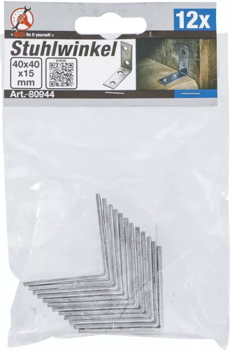 BGS DIY Acél konzol készlet, 40 x 40 x 15 mm, 12 db-os (BGS 80944)