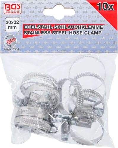 BGS technic Inox csőbilincs, 20x32 mm, 10 darab (BGS 8095-20x32)