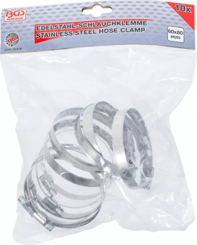 BGS technic Inox csőbilincs, 60x80 mm, 10 darab (BGS 8095-60x80)