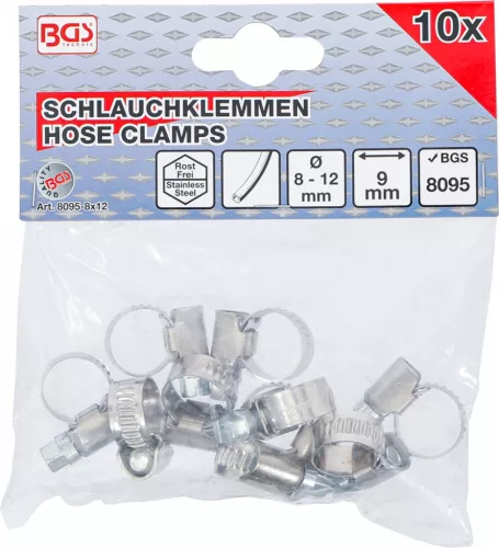 BGS technic Inox csőbilincs, 8x12 mm, 10 darabb (BGS 8095-8x12)