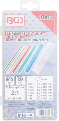 BGS technic Színes zsugorcső készlet, 100 részes (BGS 8123)