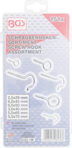 BGS technic Csavaros kampó készlet 151 részes (BGS 8136)