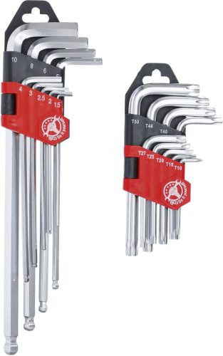 BGS DIY Torx+Imbusz készlet " L" profil | hosszú | T-Star (Torxhoz) T10 - T50 / Belső hatszög 1,5 - 10 mm | 18 db. (BGS 822)