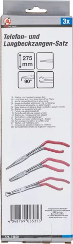 BGS DIY Telefon- és hosszúcsőrű fogó készlet | pisztolymarkolattal | 275 mm | 3 darabos (84528)