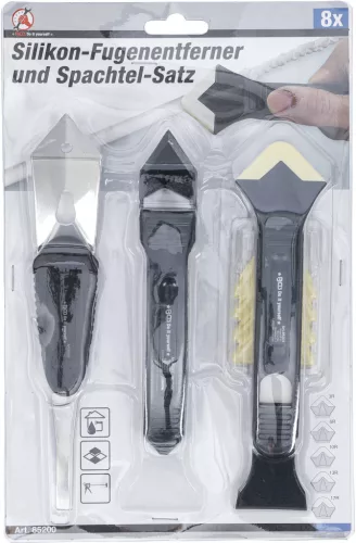 BGS DIY 8 részes szilikon fuga vágó, simító és kaparó készlet (BGS 85200)