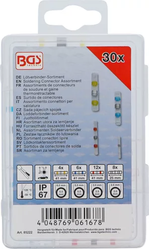 BGS technic Forrasztható összekötő készlet, zsugorhüvellyel, 30 darabos (BGS 85222)