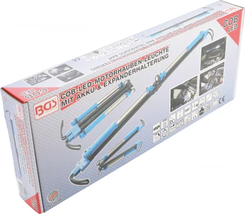 BGS technic Akkus COB LED-es motorháztetőre rögzíthető lámpa szett, feszítőszerkezetes tartóval | 2 COB LED-es kézi munkalámpa (BGS 85306)