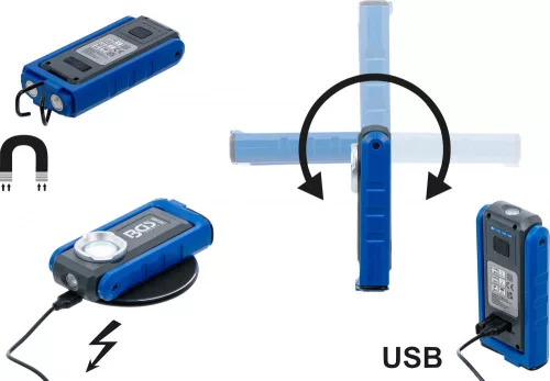 BGS technic COB LED munkalámpa mágnessel és kampóval | összecsukható | induktív töltésfunkcióval (BGS 85348)