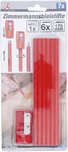 BGS DIY 7 részes asztalos ceruza készlet hegyezővel (BGS 85853)