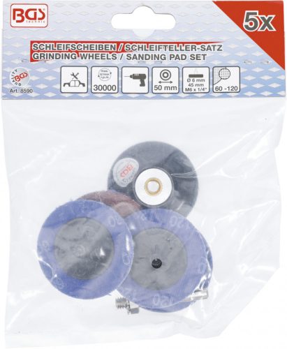 BGS technic Csiszoló tárcsák adapterrel, 50 mm (BGS 8590)