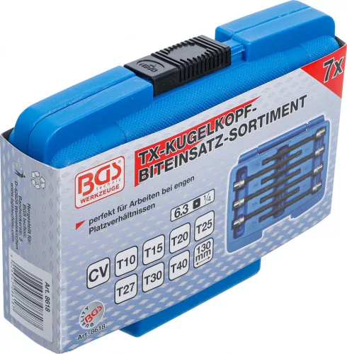 BGS technic Torx, gömbvégű bitfej készlet 7 db-os, 1/4"-os (BGS 8618)