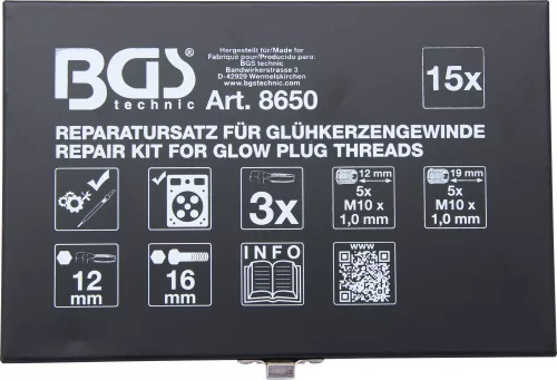 BGS technic Izzítógyertya menet javító készlet, M10x1.0 (BGS 8650)