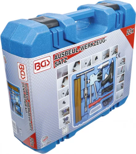 BGS technic Horpadásjavító készlet PDR ragasztásos kihúzáshoz, csúszókalapáccsal és horpadáskihúzóval (BGS 865)