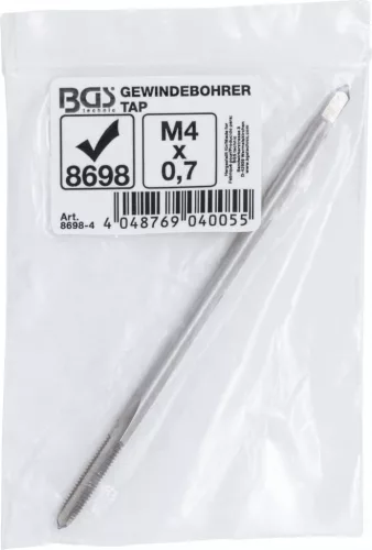 BGS technic Menetfúró szár, M4 x 0.7 x 100 mm hosszú, a BGS 8698 törött izzítógyertya eltávolító készletből (BGS 8698-4)