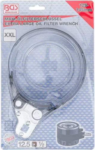 BGS technic Szíjas olajszűrő leszedő XL, 125 - 145 mm (BGS 8793)