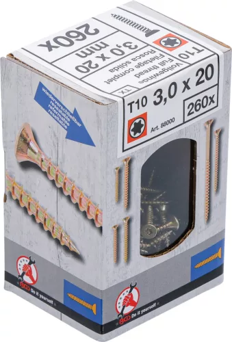 BGS Facsavar Torx T10, süllyesztett fejű, 3,0 × 20 mm, 260 db (BGS 88000)
