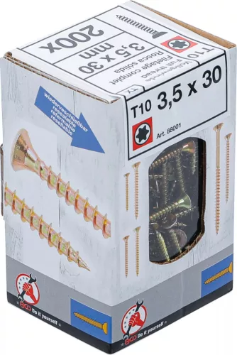 BGS DIY Univerzális csavarok | T-profil (Torx) T10 | 3,5 x 30 mm | 200 db (88001)