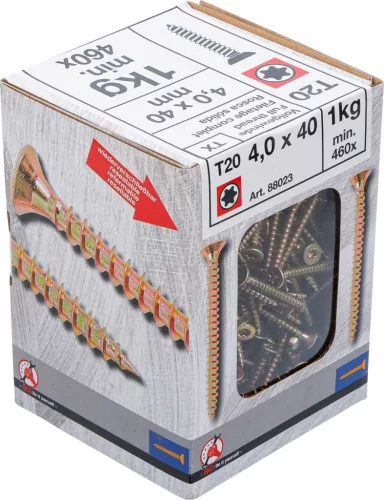 BGS Facsavar Torx T20, süllyesztett fejű, 4,0 × 40 mm, 460 db / 1 kg (BGS 88023)