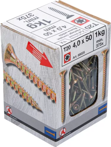 BGS Facsavar Torx T20, süllyesztett fejű, 4,0 × 50 mm, 375 db / 1 kg (BGS 88025)