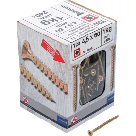   BGS Facsavar Torx T20, süllyesztett fejű, 4,0 × 60 mm, 240 db / 1 kg (BGS 88027)