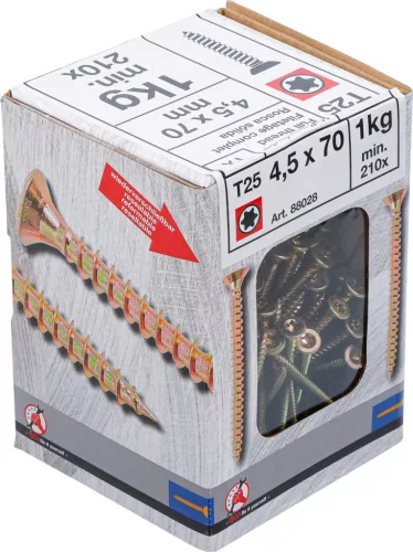 BGS Facsavar Torx T20, süllyesztett fejű, 4,5 × 70 mm, 210 db / 1 kg (BGS 88028)