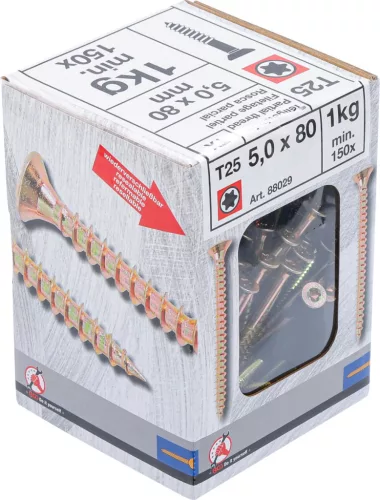 BGS Facsavar részmenettel, Torx T25, süllyesztett fejű, 5,0 × 80 mm, 150 db / 1 kg (BGS 88029)