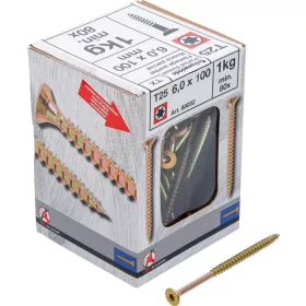   BGS Facsavar részmenettel, Torx T25, süllyesztett fejű, 6,0 × 100 mm, 80 db / 1 kg (BGS 88032)