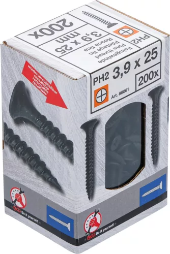 BGS Gipszkarton csavar finommenettel, PH2, 3,9 × 25 mm, 200 db (BGS 88061)