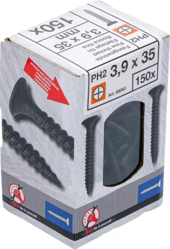 BGS Gipszkarton csavar finommenettel, PH2, 3,9 × 35 mm, 150 db (BGS 88063)