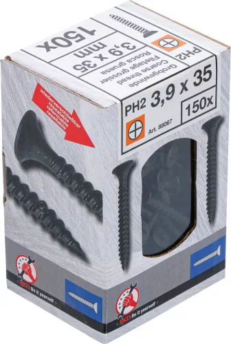 BGS Gipszkarton csavar durvamenettel, PH2, 3,9 × 35 mm, 150 db (BGS 88067)