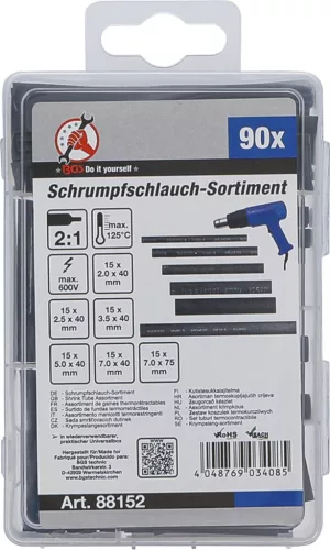 BGS DIY 90 részes fekete zsugórcső készlet (BGS 88152)