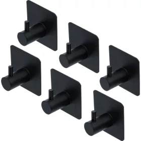   BGS DIY Törölközőakasztó készlet | fekete | öntapadó | 6 darabos (BGS 88240)